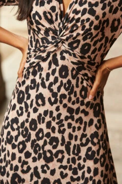 Leopard Print Twist Front Midi Jersey Dress -MIDI Clothing Shop 01 s22dj005 260