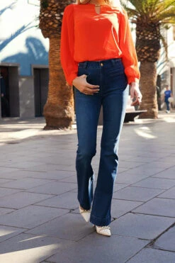 Indigo Blue Braid-Detail Kick Flare Jeans 13 Indigo Blue Braid-Detail Kick Flare Jeans -MIDI Clothing Shop 049a5f2a4a8ba7c4a7625567aa346b87738e46ae