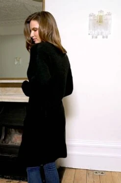 Black Longline Zip Pocket Cardigan -MIDI Clothing Shop 09eaccd9c58b422b99f9e64c6ae29d86abe5ad54