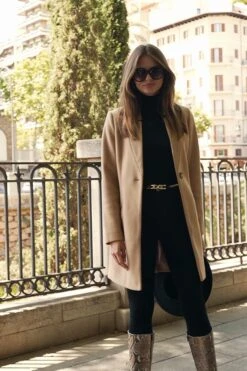 Camel Faux Wool Notch Neck Coat -MIDI Clothing Shop 115564f16ce35e628b6b64974d4a3282c721e97b