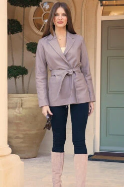 Taupe Luxe Leather Belted Blazer 13 Taupe Luxe Leather Belted Blazer -MIDI Clothing Shop 1783735ec98251929a2d852ef9249ee585e61caa