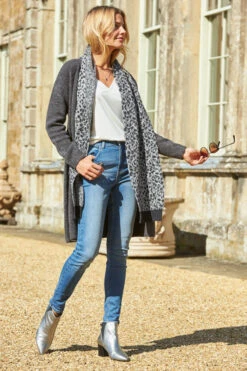 Charcoal Longline Zip Pocket Cardigan -MIDI Clothing Shop 2020 08 31 aynhoe park sosandar49406