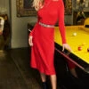 Red Fit & Flare Knitted Midi Dress -MIDI Clothing Shop 2020 08 31 aynhoe park sosandar52931