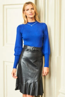 Cobalt Blue Gathered Sleeve Jumper -MIDI Clothing Shop 2020 08 31 aynhoe park sosandar53432