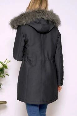 Grey Luxe Faux Fur Hooded Parka Coat -MIDI Clothing Shop 22d850b80d35585a9e353515e01376e57cd600e4