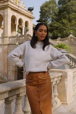 Natural Button Shoulder Detail Jumper -MIDI Clothing Shop 249d2dfd9052a1cb77a01b8655c2ea8ca4d5cfaf