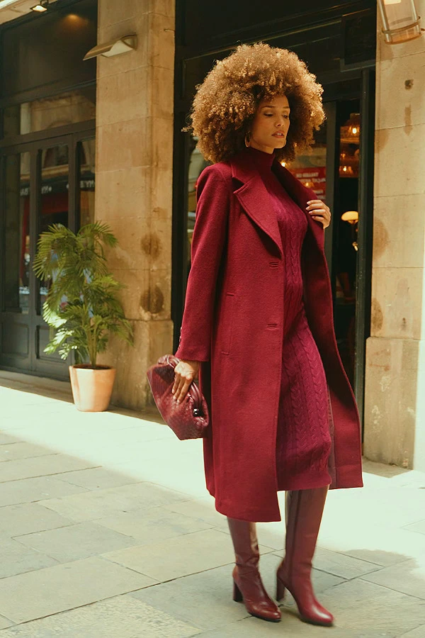Burgundy Premium Longline Wool Mix Coat 9 Burgundy Premium Longline Wool Mix Coat - Image 7