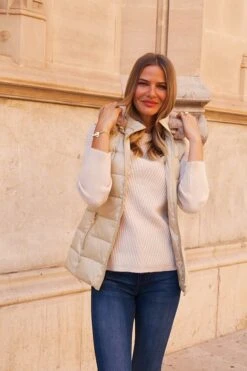 Stone Faux Fur Trim Padded Gilet With Zip Pockets -MIDI Clothing Shop 3958248aa6380a0778148e36da99bb84b6ff5951