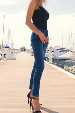 Dark Indigo Super Stretch Slim Leg Jeans -MIDI Clothing Shop 44cb59be6c02898325b4cd821149c0c18d9315f1