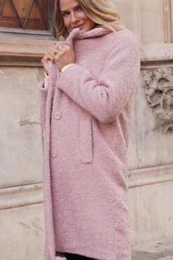 Soft Pink Super Cosy Borg Coat -MIDI Clothing Shop 47e5302f62a7c7707395ee04115554c95c3a3529