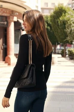 Black Cut Out Knitted Top -MIDI Clothing Shop 506df703079fefb3fcb0232ee6d6132536f6f97e