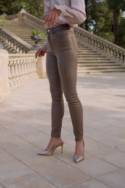 Mocha Coated Perfect Skinny Jeans -MIDI Clothing Shop 58d2aa4c6672d8182ea2749db7c7d2ac0120508f