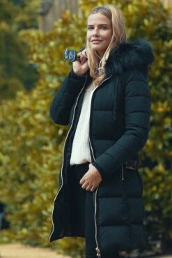 Black Faux Fur Trim Luxe Longline Padded Coat -MIDI Clothing Shop 66049879676ec4a41414da50e7fd0a35ba385587 1