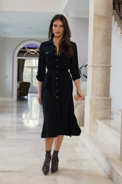 Black Belted Midi Shirt Dress -MIDI Clothing Shop 681fbe3af8d5a60586b6e0f0564fb7c954e87e9e