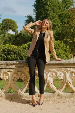 Tan Premium Faux Leather Blazer -MIDI Clothing Shop 6fc893ed3431856965bda1f9ffddf04468cf6fb4