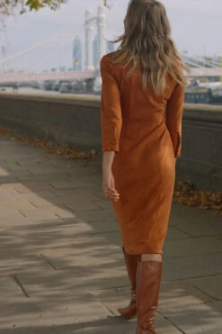 Tan Ruched Front Faux Suede Midi Shirt Dress -MIDI Clothing Shop 7986f92155b0a4fa2f041175188b04b2af48c630