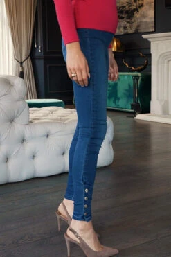 Mid Blue Button Detail Hem Jeggings -MIDI Clothing Shop 96d8fad5bb67c511a76151a6a9c53a2bf8c47173