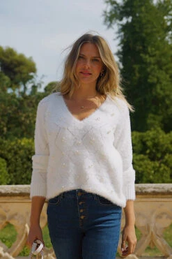 Cream Pointelle Pearl Embellished Jumper -MIDI Clothing Shop a8bf21caadc94e7c3c8e2766966816909ba8c768