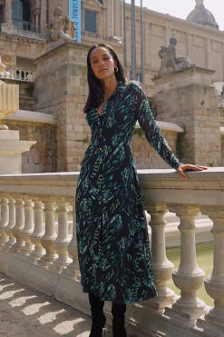 Black & Green Butterfly Print Mesh Shirt Dress -MIDI Clothing Shop abe8c330cfd25f38341fee10f3259ec89fa5f931