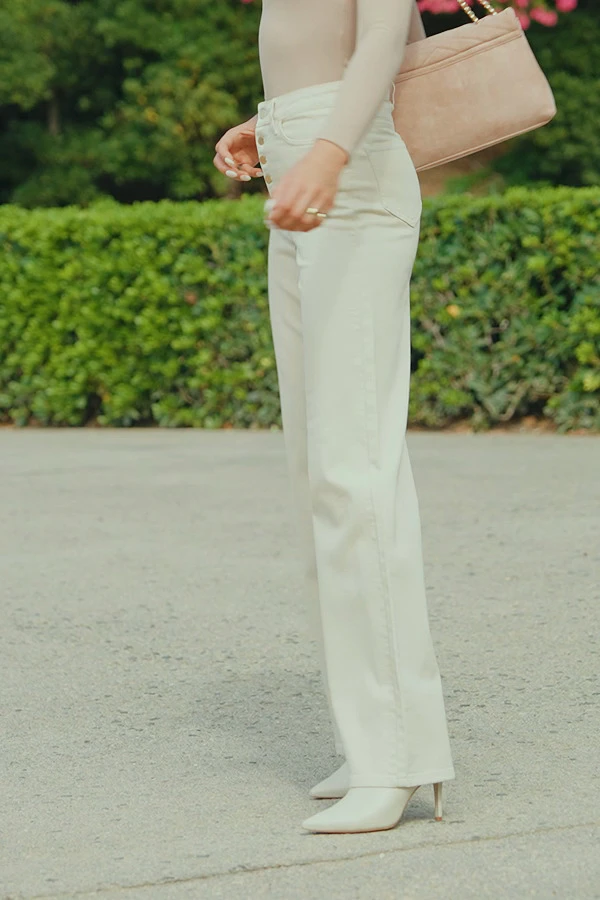 Ecru Button Front Wide Leg Jeans 9 Ecru Button Front Wide Leg Jeans - Image 7