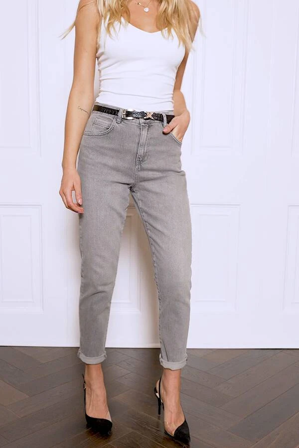 Mid Grey Slim Leg Mom Jeans 10 Mid Grey Slim Leg Mom Jeans - Image 8