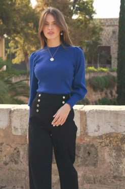 Cobalt Blue Gathered Sleeve Jumper -MIDI Clothing Shop fe7f61fc4dbdd015ab6317bfd12aee11e83fae17