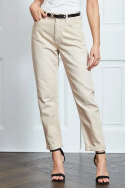 Ecru Girlfriend Jeans -MIDI Clothing Shop s107 girlfriend jean 004