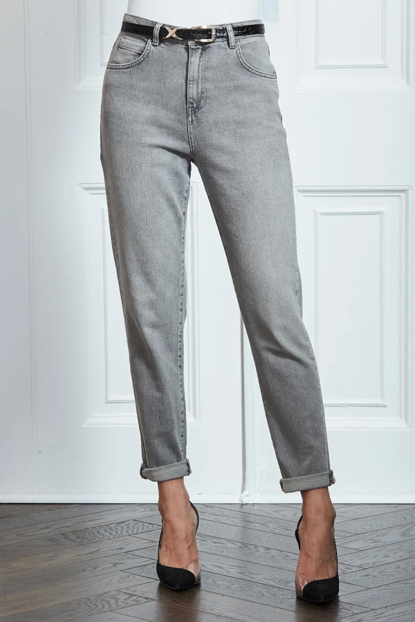 Mid Grey Slim Leg Mom Jeans 4 Mid Grey Slim Leg Mom Jeans - Image 2