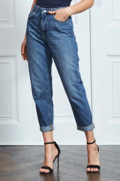 Mid Blue Denim Girlfriend Jeans -MIDI Clothing Shop s21 s20bd008be s21tj20 012