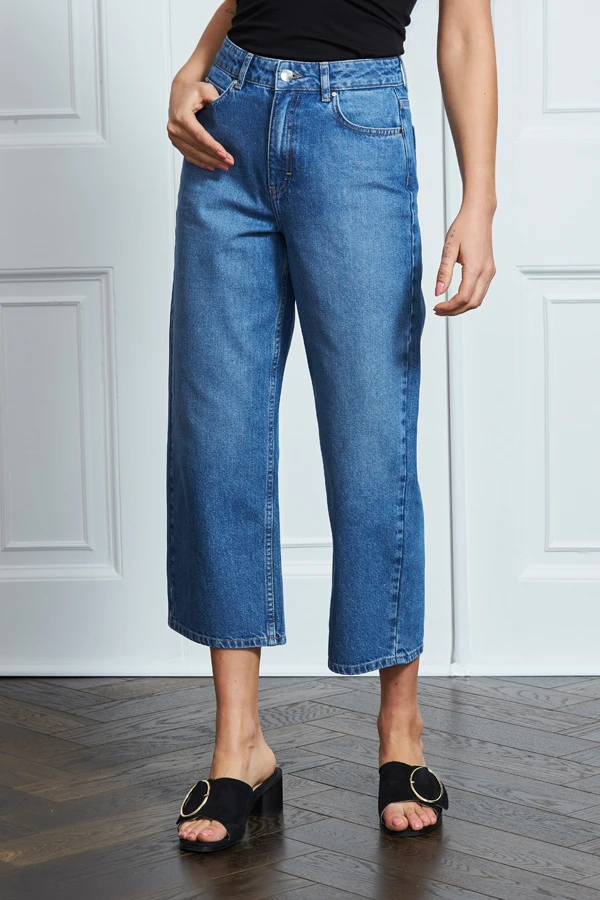 Mid Blue Denim Culotte Jeans 4 Mid Blue Denim Culotte Jeans - Image 2
