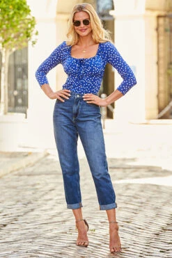 Mid Blue Denim Girlfriend Jeans