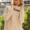 Cream Roll Neck Super Soft Knitted Jumper -MIDI Clothing Shop web 04 s20ow009nl s21tk375nl a20bd002be 024
