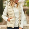 Stone Hooded Padded Gilet With Zip Pockets -MIDI Clothing Shop web 101 a21tk502 a20ow005st 020