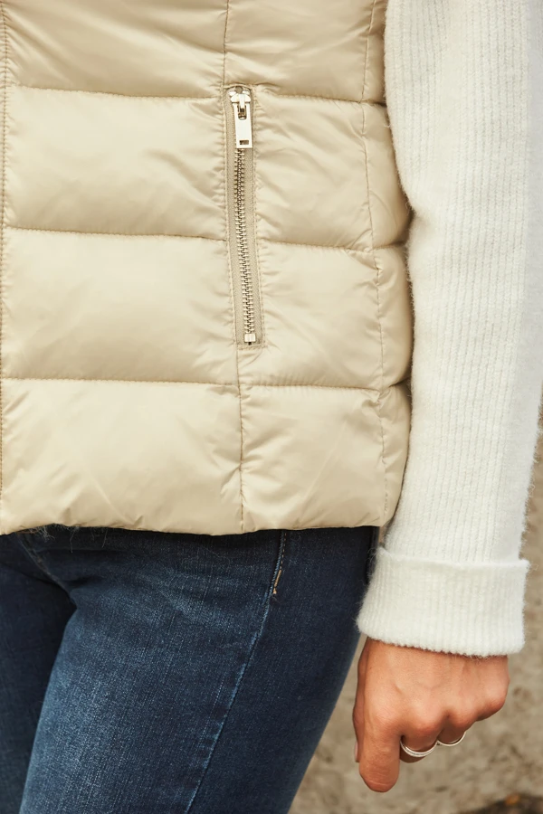 Stone Hooded Padded Gilet With Zip Pockets 6 Stone Hooded Padded Gilet With Zip Pockets - Image 4