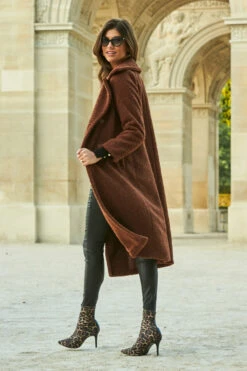 Chocolate Brown Super Cosy Longline Borg Coat -MIDI Clothing Shop web 1 a21ow001bn a20bd020bk 150