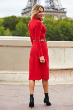 Red Fit & Flare Knitted Midi Dress -MIDI Clothing Shop web 210910 sosandarday5paris62321 2
