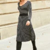 Black & White Stripe Fit & Flare Knitted Dress -MIDI Clothing Shop web 22 s21dk314pt 004