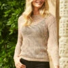 Rose Gold Metallic Open Knit Jumper -MIDI Clothing Shop web 34 s21tk106mc 075