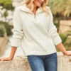 Ivory Super Soft Half Zip Rib Jumper