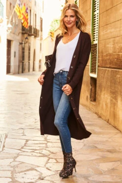 Chocolate Brown Longline Button Front Cardigan 15 Chocolate Brown Longline Button Front Cardigan -MIDI Clothing Shop web 76 a21tw025 s20bd002be 053