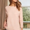 Blush Pink Super Soft Chevron Detail Jumper -MIDI Clothing Shop web s24 s21tk105pk 021