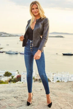 Indigo Blue Button Front Skinny Jeans 17 Indigo Blue Button Front Skinny Jeans -MIDI Clothing Shop web s41 a20ow025rd s21ol004bk 0420