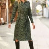Khaki Green Zebra Print Belted Midi Shirt Dress -MIDI Clothing Shop web 02 s20dw176khan 105