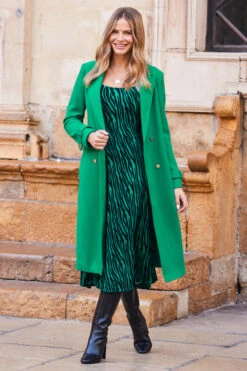 Green Animal Print Square Neck Jersey Midi Dress -MIDI Clothing Shop web 03 s1dj106gran01 113