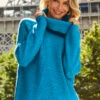 Bright Blue Roll Neck Super Soft Knitted Jumper -MIDI Clothing Shop web 04 s20ow009nl s21tk375nl a20bd002be 024 black jeans rt