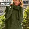 Khaki Green Roll Neck Super Soft Knitted Jumper