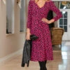 Pink & Black Animal Print Fit & Flare Midi Dress -MIDI Clothing Shop web 05 s22dw210pian01 009