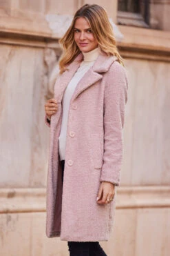 Soft Pink Super Cosy Borg Coat -MIDI Clothing Shop web 07 s23ow021pk0020 096rt
