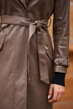 Mocha Brown Faux Leather Belted Trench Coat -MIDI Clothing Shop web 10 aop007be0040 a19tk090bk0001 338