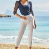 White Denim Cropped Straight Leg Jeans